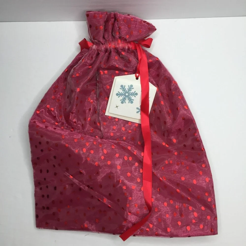 Satin Drawstring Red Polka Dot Gift Bag 18